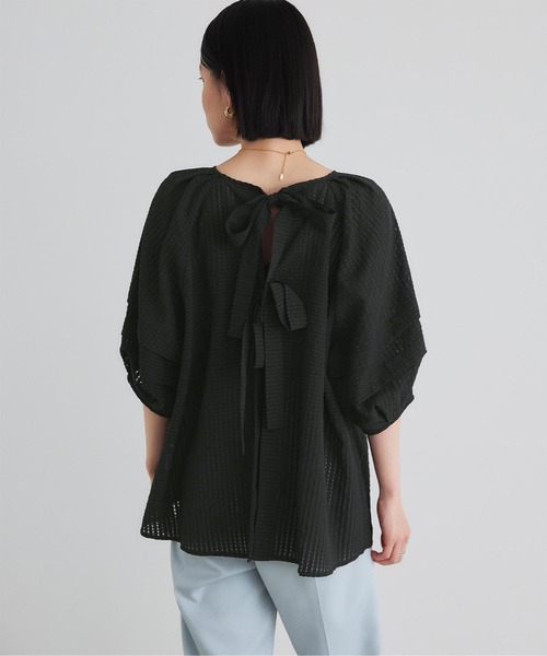 titivate(ティティベイト)の「シアーチェックバックリボントップス(シャツ/ブラウス・レディース・オフホワイト/ブラック/ライトグレー・FREE)」の16枚目の写真
