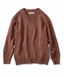 IEDIT コットン素材のハンサムデザインニット