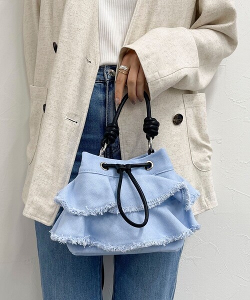 Woods（ウッズ）の「【Woods/ウッズ】キャンバスフリルドロストバッグ（ショルダーバッグ・レディース・キナリ/ライトブルー・FREE）」の6枚目の写真