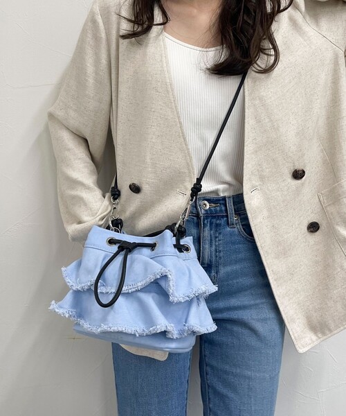 Woods（ウッズ）の「【Woods/ウッズ】キャンバスフリルドロストバッグ（ショルダーバッグ・レディース・キナリ/ライトブルー・FREE）」の7枚目の写真