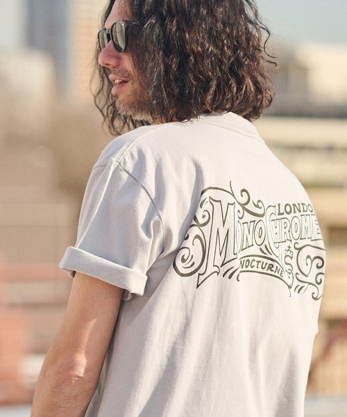 CAMBIO(カンビオ)の「mt8936- スタンダードシルエットプリントTシャツ(MONOCHROME)(Tシャツ/カットソー・メンズ・グレー/ホワイト/スミクロ・S/M/L/XL)」の3枚目の写真