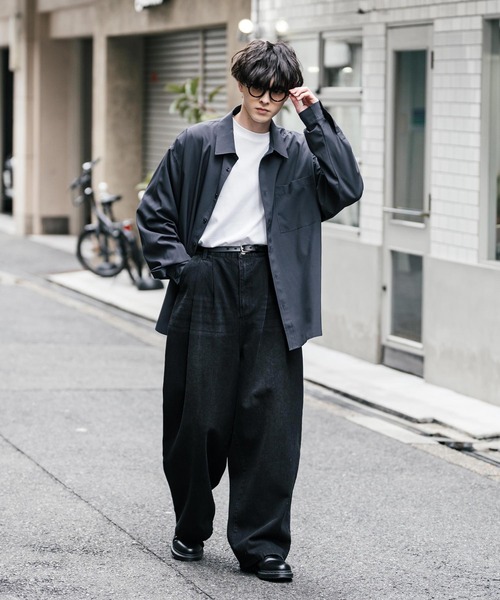 Rocky Monroe（ロッキーモンロー）の「ケミカルウォッシュ/オーバーダイ2タックワイドデニムパンツ（デニムパンツ・メンズ・ブラック/ライトブラック/ケミカルウォッシュ/ブラウン/インディゴブルー/パープル・L/XL/M）」の10枚目の写真