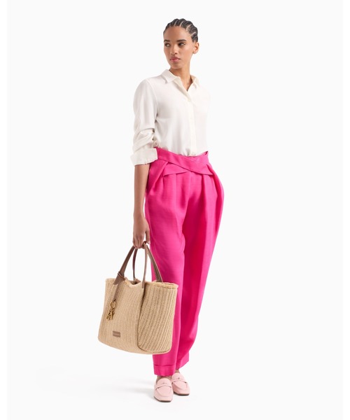 EMPORIO ARMANI(エンポリオアルマーニ)の「【エンポリオ アルマーニ】トートバッグ ウーブンストロー ロゴチャーム(トートバッグ・レディース・ブラック/ナチュラル・FREE)」の16枚目の写真