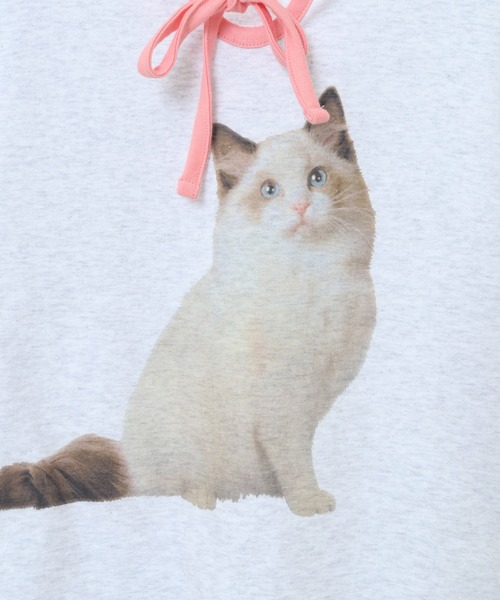 Candy Stripper(キャンディストリッパー)の「MEOW RIBBON トップス(Tシャツ/カットソー・レディース・オフホワイト/ライトグレー/ブラック・2)」の15枚目の写真
