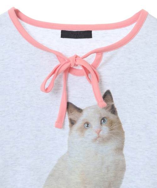 Candy Stripper(キャンディストリッパー)の「MEOW RIBBON トップス(Tシャツ/カットソー・レディース・オフホワイト/ライトグレー/ブラック・2)」の12枚目の写真