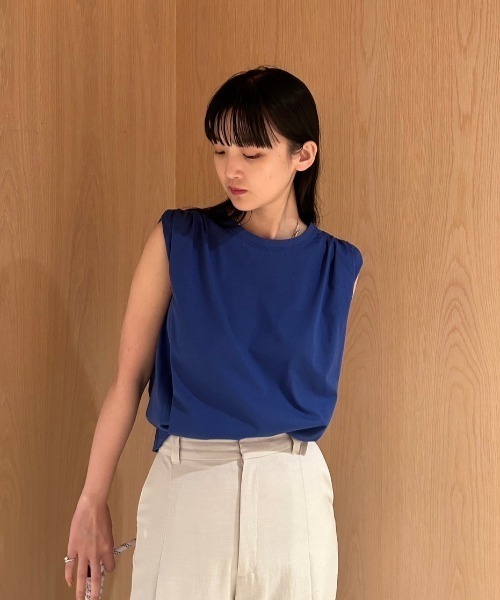 emmi（エミ）の「emmi×Pla】ギャザーショルダープルオーバー（Tシャツ/カットソー・レディース・ミント/ホワイト/ブラック/ブルー・FREE）」の10枚目の写真