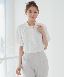 ASTORIA ODIER | バール＆金具使いボウタイ半袖ブラウス(シャツ/ブラウス)