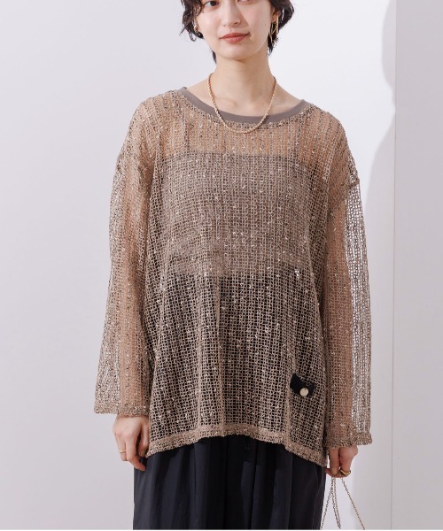 Eimee Law(エイミーロウ)の「ネップメッシュ プルオーバー(Tシャツ/カットソー・レディース・ブラック/ベージュ系/オフホワイト・38)」の15枚目の写真