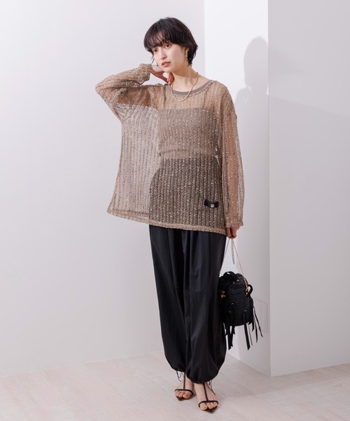 Eimee Law(エイミーロウ)の「ネップメッシュ プルオーバー(Tシャツ/カットソー・レディース・ブラック/ベージュ系/オフホワイト・38)」の16枚目の写真