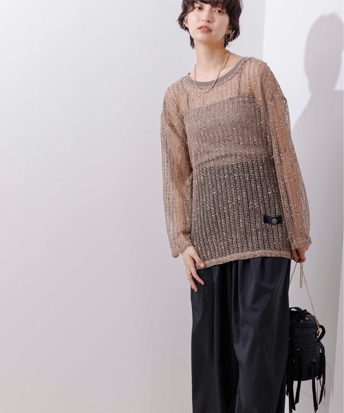 Eimee Law(エイミーロウ)の「ネップメッシュ プルオーバー(Tシャツ/カットソー・レディース・ブラック/ベージュ系/オフホワイト・38)」の17枚目の写真