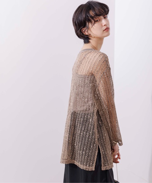Eimee Law(エイミーロウ)の「ネップメッシュ プルオーバー(Tシャツ/カットソー・レディース・ブラック/ベージュ系/オフホワイト・38)」の20枚目の写真