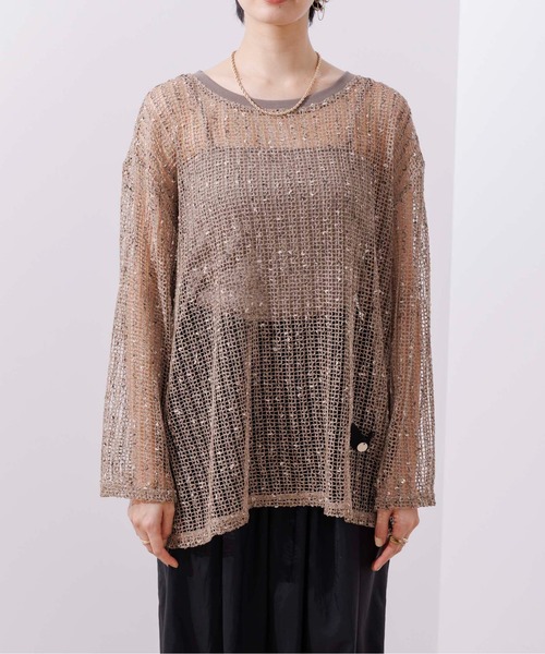 Eimee Law(エイミーロウ)の「ネップメッシュ プルオーバー(Tシャツ/カットソー・レディース・ブラック/ベージュ系/オフホワイト・38)」の21枚目の写真