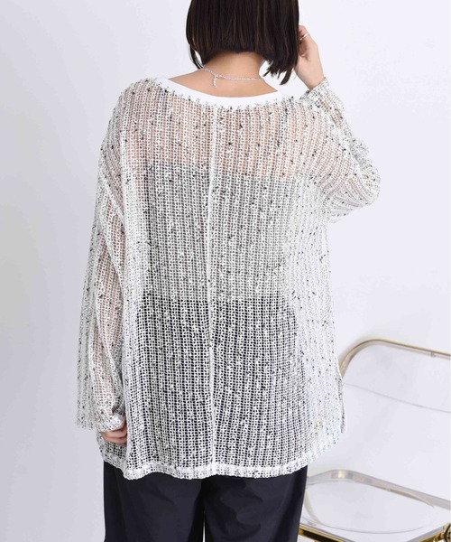 Eimee Law(エイミーロウ)の「ネップメッシュ プルオーバー(Tシャツ/カットソー・レディース・ブラック/ベージュ系/オフホワイト・38)」の5枚目の写真