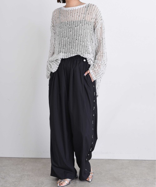 Eimee Law(エイミーロウ)の「ネップメッシュ プルオーバー(Tシャツ/カットソー・レディース・ブラック/ベージュ系/オフホワイト・38)」の7枚目の写真