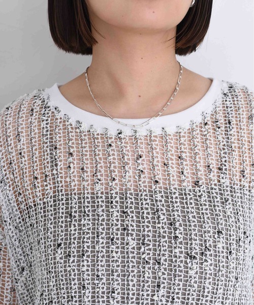 Eimee Law(エイミーロウ)の「ネップメッシュ プルオーバー(Tシャツ/カットソー・レディース・ブラック/ベージュ系/オフホワイト・38)」の9枚目の写真