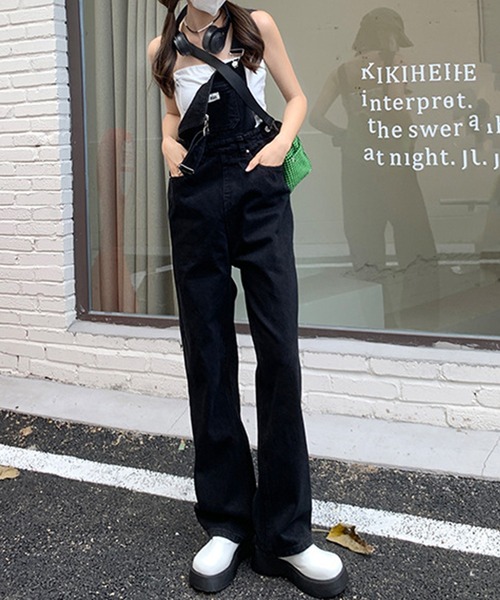 aimoha（アイモハ）の「カジュアルデニムサロペット（サロペット/オーバーオール・レディース・ブラック/ネイビー・X-SMALL/SMALL/MEDIUM/LARGE）」の6枚目の写真