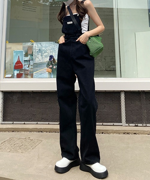 aimoha（アイモハ）の「カジュアルデニムサロペット（サロペット/オーバーオール・レディース・ブラック/ネイビー・X-SMALL/SMALL/MEDIUM/LARGE）」の9枚目の写真