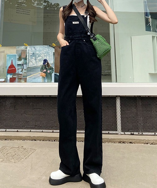 aimoha（アイモハ）の「カジュアルデニムサロペット（サロペット/オーバーオール・レディース・ブラック/ネイビー・X-SMALL/SMALL/MEDIUM/LARGE）」の5枚目の写真