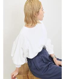 Samansa Mos2 blue | 切替ドルマンスリーブプルオーバー(Tシャツ/カットソー)