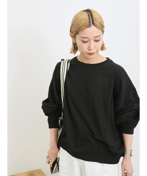 Samansa Mos2 blue（サマンサモスモスブルー）の「切替ドルマンスリーブプルオーバー（Tシャツ/カットソー・レディース・オフホワイト/ベージュ/ブラック・F）」の6枚目の写真