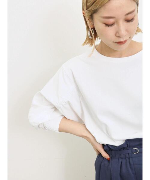 Samansa Mos2 blue（サマンサモスモスブルー）の「切替ドルマンスリーブプルオーバー（Tシャツ/カットソー・レディース・オフホワイト/ベージュ/ブラック・F）」の9枚目の写真