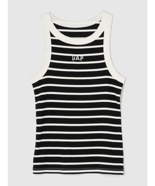 タンクトップ ノースリーブ MINI WAPPEN SLEEVELESS TOP-WHITE/BLACK レディース miniministore カップ付き タンクトップ白黒 レディース