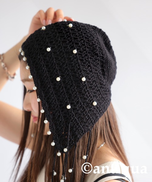 antiqua（アンティカ）の「パールニットハット（ニットキャップ/ビーニー・レディース・アイボリー/ブラック・FREE）」の14枚目の写真
