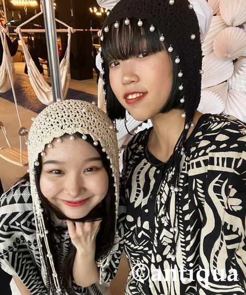 antiqua（アンティカ）の「パールニットハット（ニットキャップ/ビーニー・レディース・アイボリー/ブラック・FREE）」の16枚目の写真