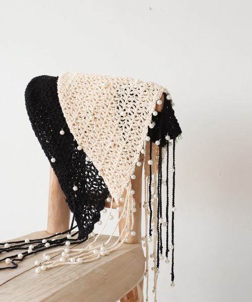 antiqua（アンティカ）の「パールニットハット（ニットキャップ/ビーニー・レディース・アイボリー/ブラック・FREE）」の18枚目の写真