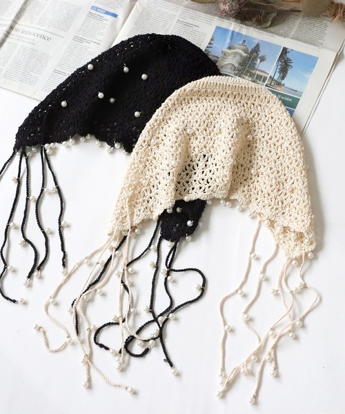 antiqua（アンティカ）の「パールニットハット（ニットキャップ/ビーニー・レディース・アイボリー/ブラック・FREE）」の19枚目の写真