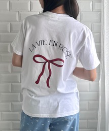 リボンバックプリントTシャツ