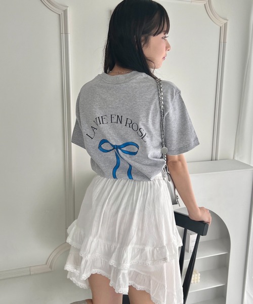 セール】リボンバックプリントTシャツ（Tシャツ/カットソー