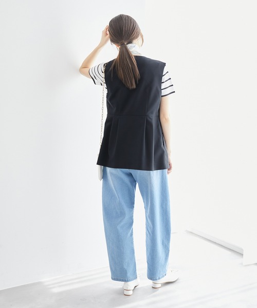 ROPE' PICNIC（ロペピクニック）の「リネンライクジレベスト/セットアップ対応・UVケア（ベスト・レディース・ダークブラウン/ライトグレー/ネイビー・38）」の18枚目の写真