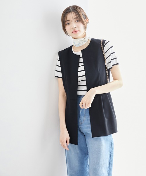 ROPE' PICNIC（ロペピクニック）の「リネンライクジレベスト/セットアップ対応・UVケア（ベスト・レディース・ダークブラウン/ライトグレー/ネイビー・38）」の19枚目の写真