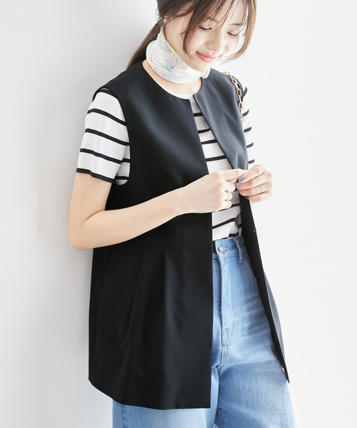 ROPE' PICNIC（ロペピクニック）の「リネンライクジレベスト/セットアップ対応・UVケア（ベスト・レディース・ダークブラウン/ライトグレー/ネイビー・38）」の20枚目の写真