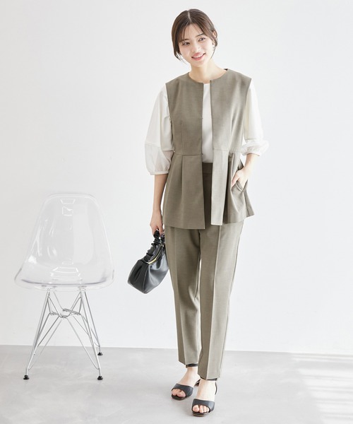 ROPE' PICNIC（ロペピクニック）の「リネンライクジレベスト/セットアップ対応・UVケア（ベスト・レディース・ダークブラウン/ライトグレー/ネイビー・38）」の21枚目の写真