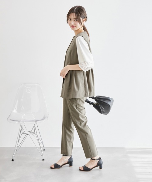 ROPE' PICNIC（ロペピクニック）の「リネンライクジレベスト/セットアップ対応・UVケア（ベスト・レディース・ダークブラウン/ライトグレー/ネイビー・38）」の22枚目の写真