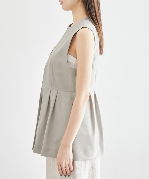 ROPE' PICNIC（ロペピクニック）の「リネンライクジレベスト/セットアップ対応・UVケア（ベスト・レディース・ダークブラウン/ライトグレー/ネイビー・38）」の4枚目の写真