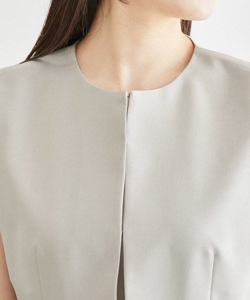 ROPE' PICNIC（ロペピクニック）の「リネンライクジレベスト/セットアップ対応・UVケア（ベスト・レディース・ダークブラウン/ライトグレー/ネイビー・38）」の6枚目の写真
