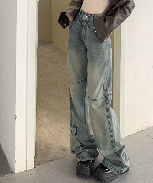 Achic(アシック)の「カーゴジーパン(デニムパンツ・レディース・グレー系その他・M/L/S)」の2枚目の写真
