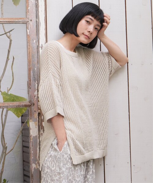LBC（エルビーシー）の「2WAYラメメッシュニットプルオーバー（ニット/セーター・レディース・ベージュ/ブラック・M）」の8枚目の写真