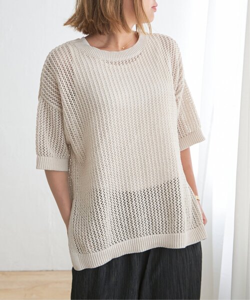 LBC（エルビーシー）の「2WAYラメメッシュニットプルオーバー（ニット/セーター・レディース・ベージュ/ブラック・M）」の12枚目の写真