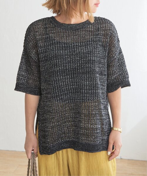 LBC（エルビーシー）の「2WAYラメメッシュニットプルオーバー（ニット/セーター・レディース・ベージュ/ブラック・M）」の6枚目の写真