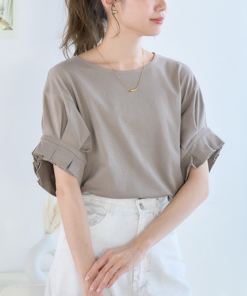 【セール】袖タックフリルTシャツ（Tシャツ/カットソー）｜anown（アノン）のファッション通販 - ZOZOTOWN