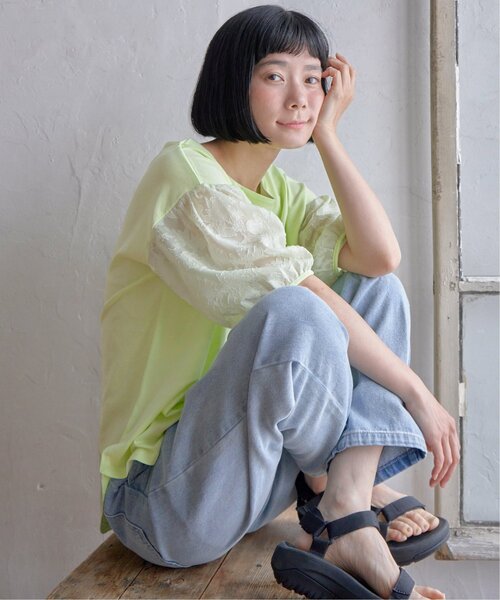 LBC(エルビーシー)の「袖シアージャカードプルオーバー(Tシャツ/カットソー・レディース・ライム/ホワイト/ブラック・L/M)」の19枚目の写真