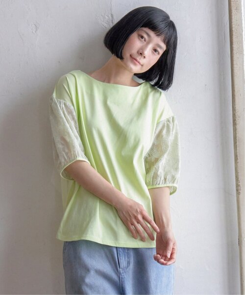 LBC(エルビーシー)の「袖シアージャカードプルオーバー(Tシャツ/カットソー・レディース・ライム/ホワイト/ブラック・L/M)」の21枚目の写真