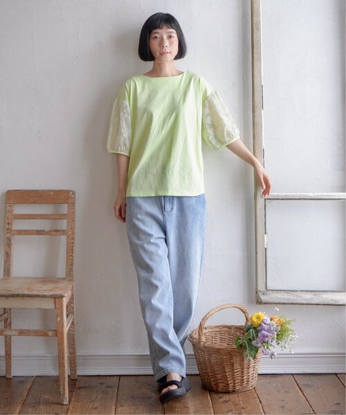 LBC(エルビーシー)の「袖シアージャカードプルオーバー(Tシャツ/カットソー・レディース・ライム/ホワイト/ブラック・L/M)」の22枚目の写真