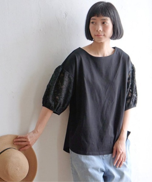 LBC(エルビーシー)の「袖シアージャカードプルオーバー(Tシャツ/カットソー・レディース・ライム/ホワイト/ブラック・L/M)」の10枚目の写真