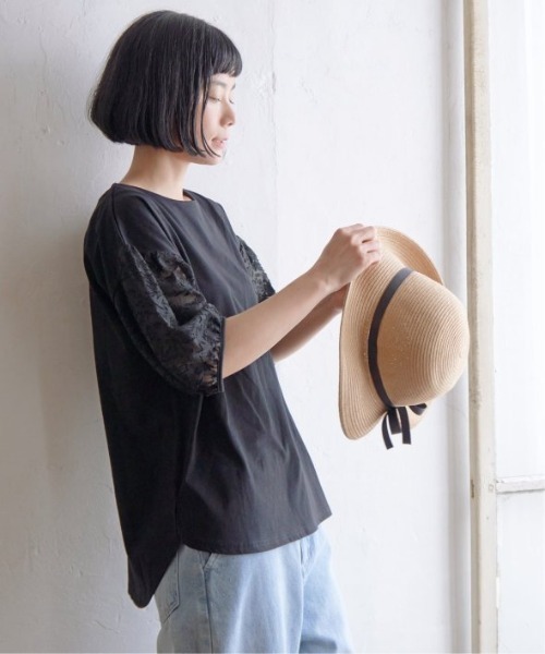 LBC(エルビーシー)の「袖シアージャカードプルオーバー(Tシャツ/カットソー・レディース・ライム/ホワイト/ブラック・L/M)」の11枚目の写真
