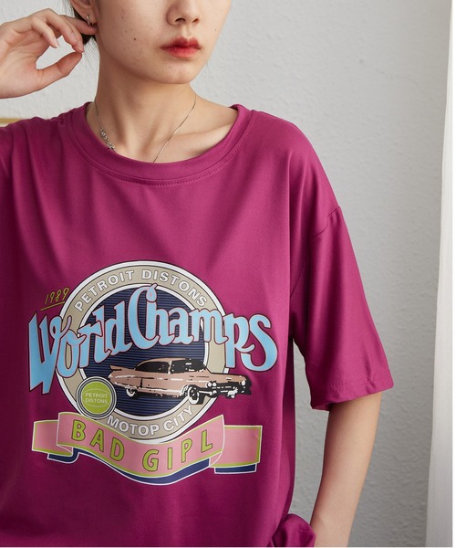 MAISON DE THERESE（メゾン ド テレーズ）の「ビッグサイズ　プリントTシャツ（Tシャツ/カットソー・レディース・ブラック/パープル/ホワイト/ピンク・M/L）」の3枚目の写真